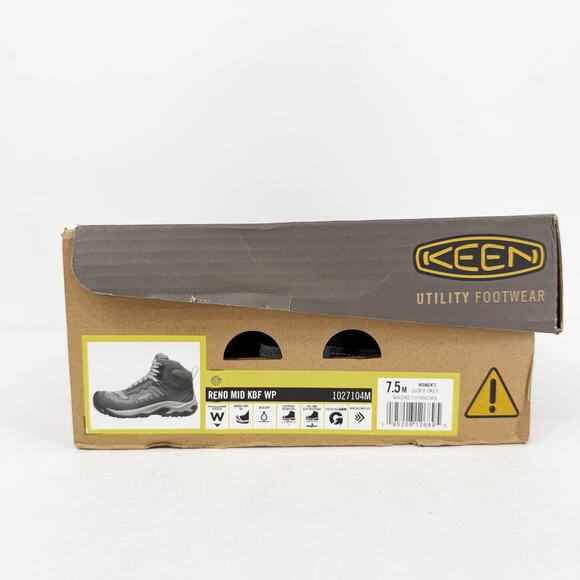 KEEN Womens Utility Reno Mid KBF Work Boot US 7.5 Grey Waterproof Comp Toe NIB - Picture 13 of 14